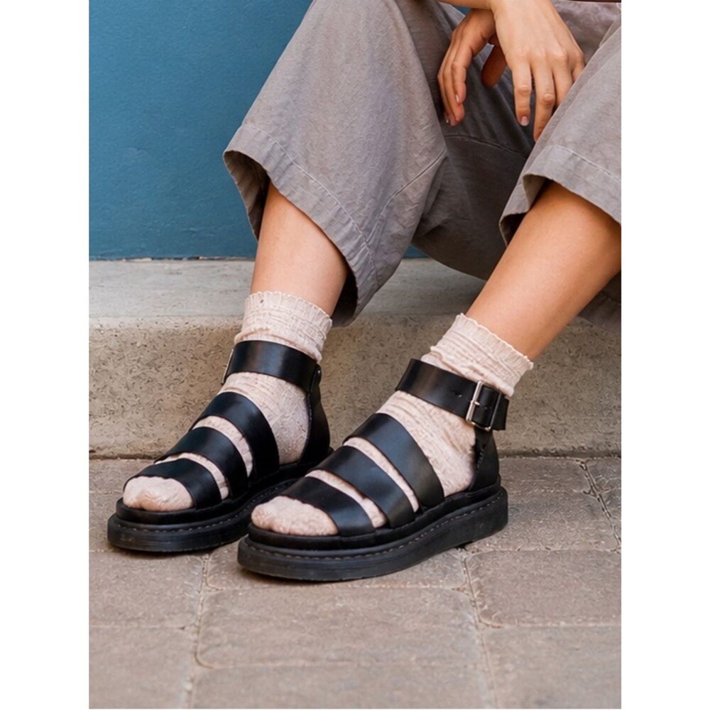 Dr. Martens Black Leather Strappy Sandals